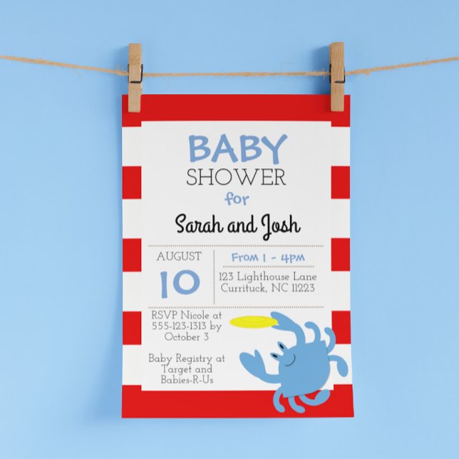 Blue Crab Nautical Baby Dusche Einladung (Von Creator hochgeladen)
