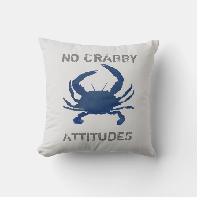 Blue Crab Nautical No Crabby Einstellungen Kissen (Vorderseite)