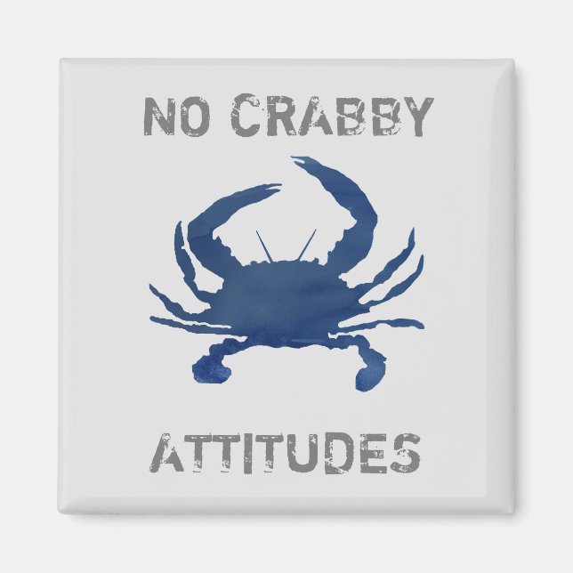 Blue Crab Nautical No Crabby Einstellungen Magnet (Vorne)