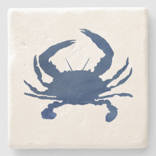 Blue Crab Nautical Sailboat Marble Stone Untersetz Steinuntersetzer