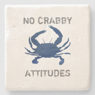 Blue Crab No Crabby Attitudes Marble Stone Unterse Steinuntersetzer