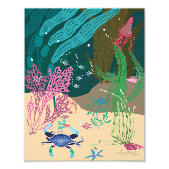 Blue Crab Ocean Garden Fotodruck (Vorne)