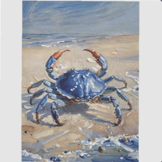 Blue Crab on Beach Seidenpapier