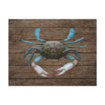 Blue Crab on Wood Postcard