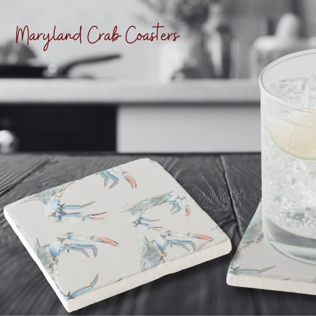 Blue Crab Pattern Beverage Stone Untersetzer (Make these coasters part of your kitchen accessories. Maryland Blue Crabs!)