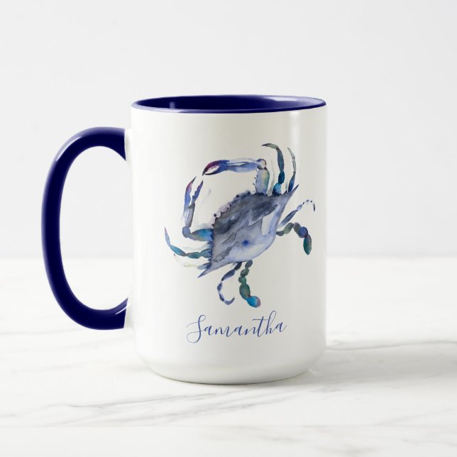 Blue Crab Personalisiert Beach Theme Coffee Tasse (Links)