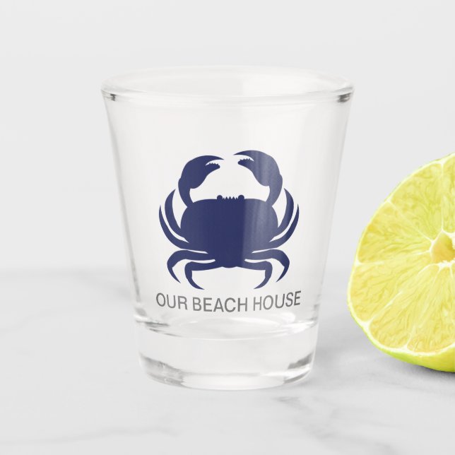 Blue Crab Personalize Name Modern Beach Party Schnapsglas (Vorderseite)
