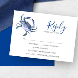 Blue Crab Reply RSVP Cards Karte