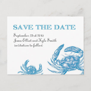 Blue Crab Save the Date Ankündigungspostkarte