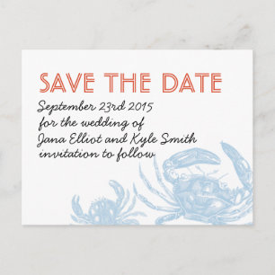 Blue Crab Save the Date Ankündigungspostkarte