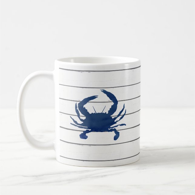 Blue Crab Shiplap Coastal Tasse (Links)