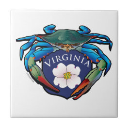 Blue Crab Virginia Dogwood Wappen Fliese