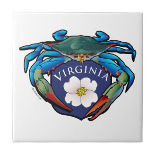Blue Crab Virginia Dogwood Wappen Fliese