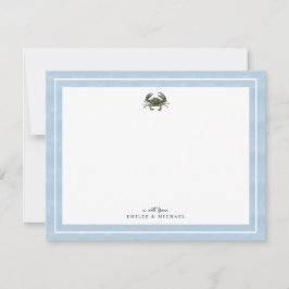 Blue Crab Watercolor Custom Stationery Mitteilungskarte