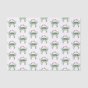 Blue Crab Watercolor Pattern Beach Seidenpapier