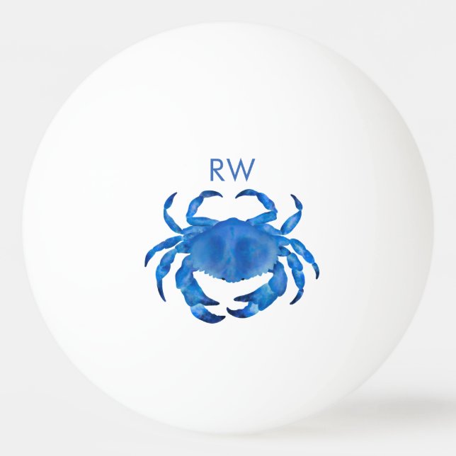 Blue Crab Watercolor Personalisiert Tischtennisball (Vorderseite)