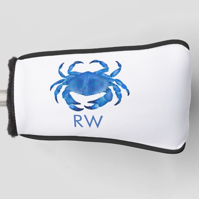 Blue Crab Watercolor Personalized Golf Headcover (Vorderseite)