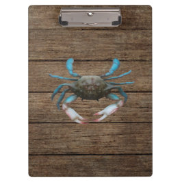 Blue Crab Wood Grain Clipboard Klemmbrett