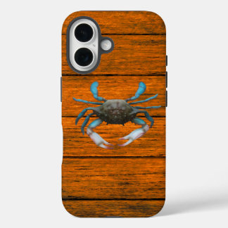 Blue Crab Wood Grain iPhone 16 Fall iPhone 16 Hülle