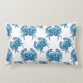 Blue Crabs Classic Seaside Pattern Lendenkissen