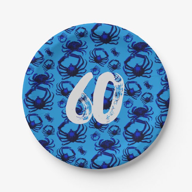 Blue Crabs Pattern Pappteller (Vorderseite)