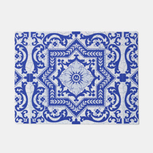 Blue Cracked Keramik Style Azulejo Vintag Fußmatte