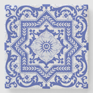 Blue Cracked Keramik Style Azulejo Vintag Steinuntersetzer