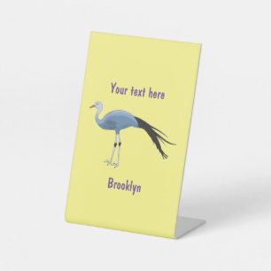 Blue crane bird cartoon illustration sockelschild