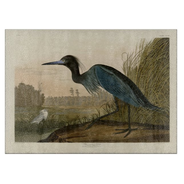 Blue Crane Heron Audubon Malerei Schneidebrett (Vorderseite)