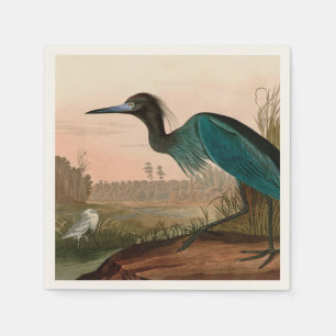 Blue Crane oder Heron Birds of America Audubon Pri Serviette