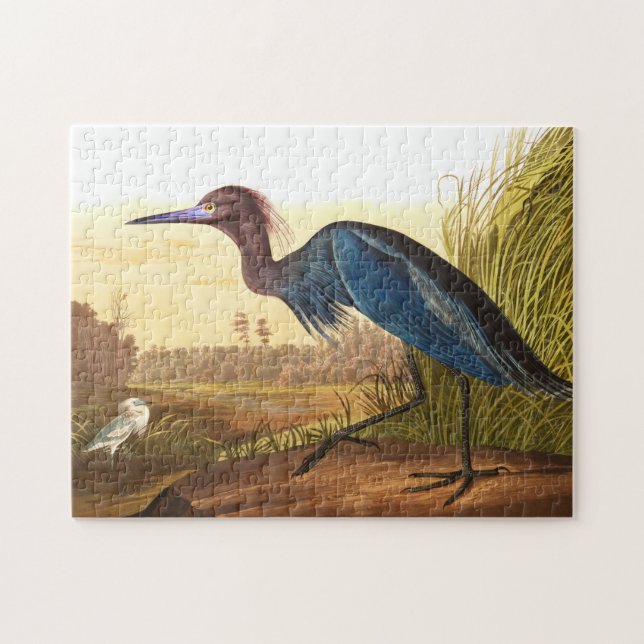 Blue Crane oder Heron von John James Audubon Puzzle (Horizontal)