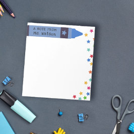 Blue Crayon & Stars - Farbenfrohe Note vom Lehrer Notizblock