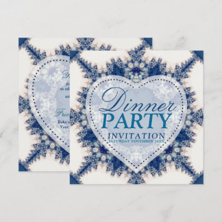 Blue & Cream Boho Chic Country Dinner Party Einladung
