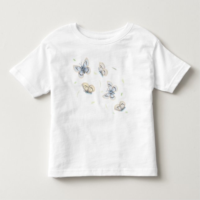 Blue & Cream Butterfly Kleinkind T-shirt (Vorderseite)