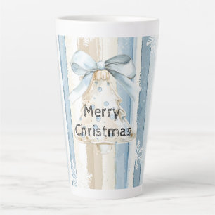 Blue Cream Christmas Streifen Snowflakes Milchtasse