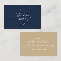 Blue & Cream Diamond Bachelor Party Ticket Einladu