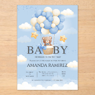 Blue & Cream Elephant Baby Boy Dusche Acryleinladungen
