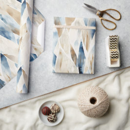 Blue Cream Ivory Abstrakt Beach Geschenkpapier