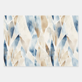 Blue Cream Ivory Abstrakt Beach Geschenkpapier Set