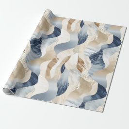 Blue Cream Ivory Abstrakt Waves Beach Geschenkpapier