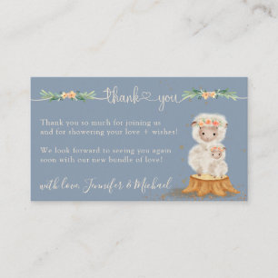 Blue Cream Lamb Sheep Baby Dusche Vielen Dank Begleitkarte