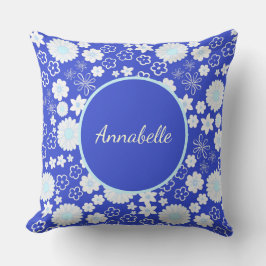 BLUE CREAM NAME KLEINER BLUME KISSEN