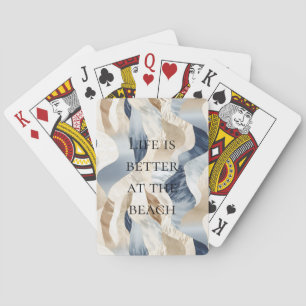 Blue Cream Sand Ivory Abstrakt Waves Beach Spielkarten
