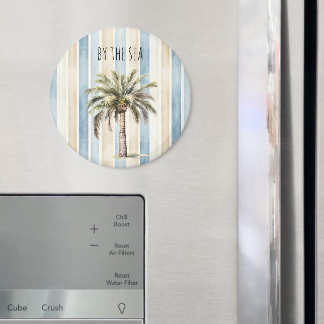 Blue Cream Stripes Tropical Palm Tree Magnet (In Situ (Kühlschrank))