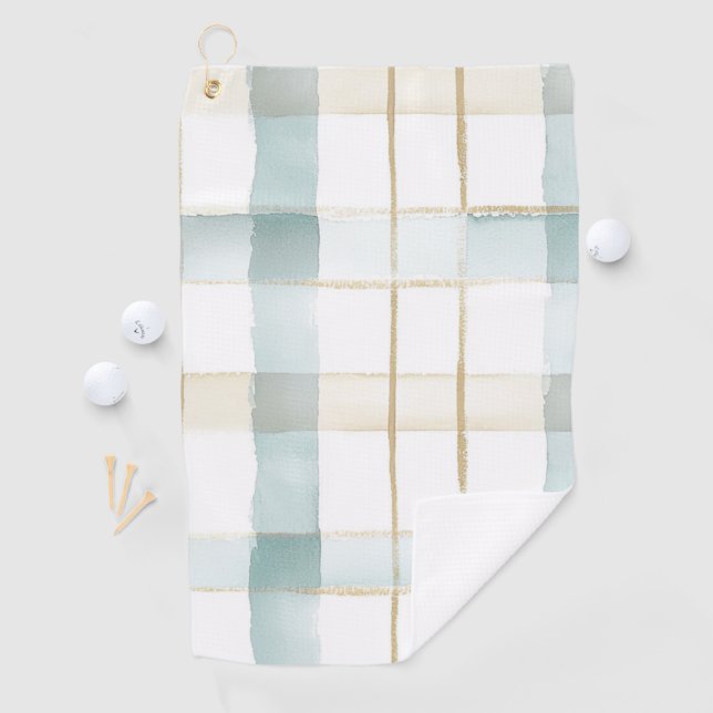 Blue Cream White Plaid   Golfhandtuch (Insitu)