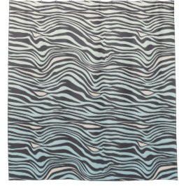 Blue Cream Zebra Print Ombre Duschvorhang