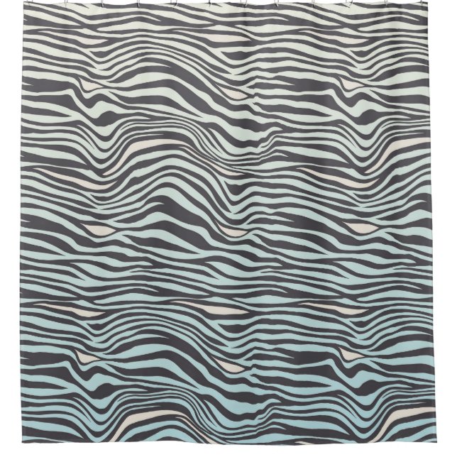 Blue Cream Zebra Print Ombre Duschvorhang (Vorderseite)