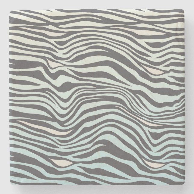 Blue Cream Zebra Print Ombre Steinuntersetzer (Vorderseite)