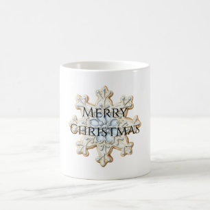 Blue Creme Christmas Snowflake Kaffeetasse