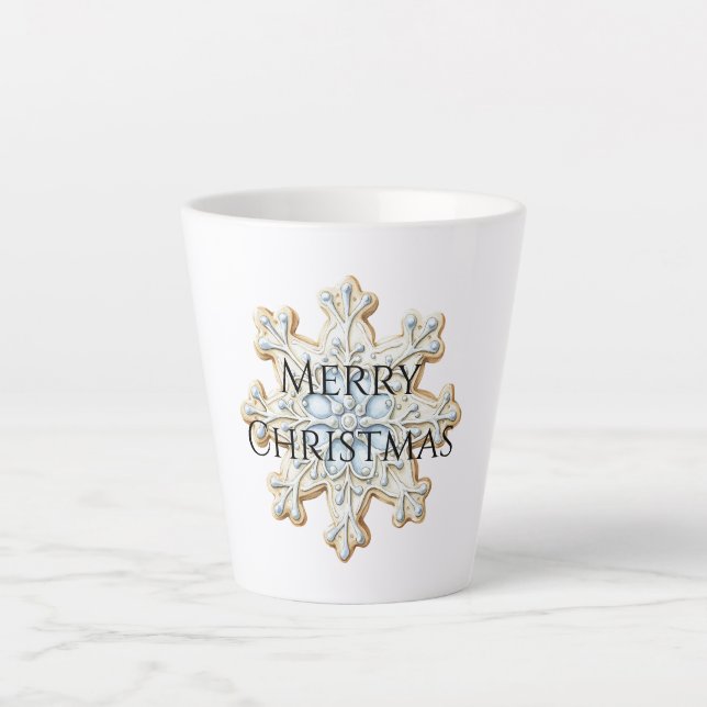 Blue Creme Christmas Snowflake Milchtasse (Vorderseite)